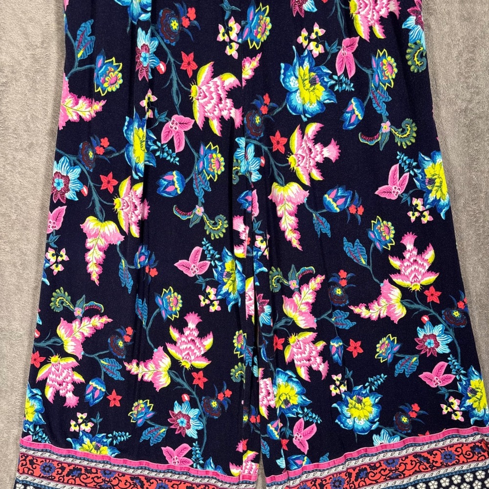 Anthropologie Zadie Sleep Pants Floral Wide Leg Navy Pink High Rise Stretch S - Picture 6 of 16